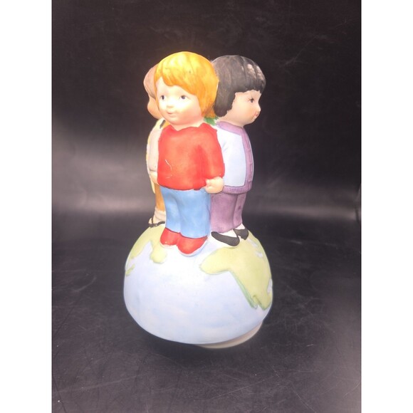 Vintage "We are the World" Music Box USA for Africa Brockman 1985 Ceramic works - Picture 3 of 16